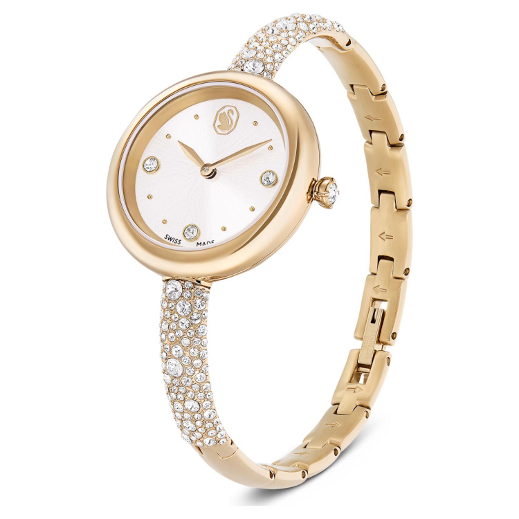 Sublima bangle watch Swiss Made, Metal bracelet, Gold tone, Champagne gold-tone finish